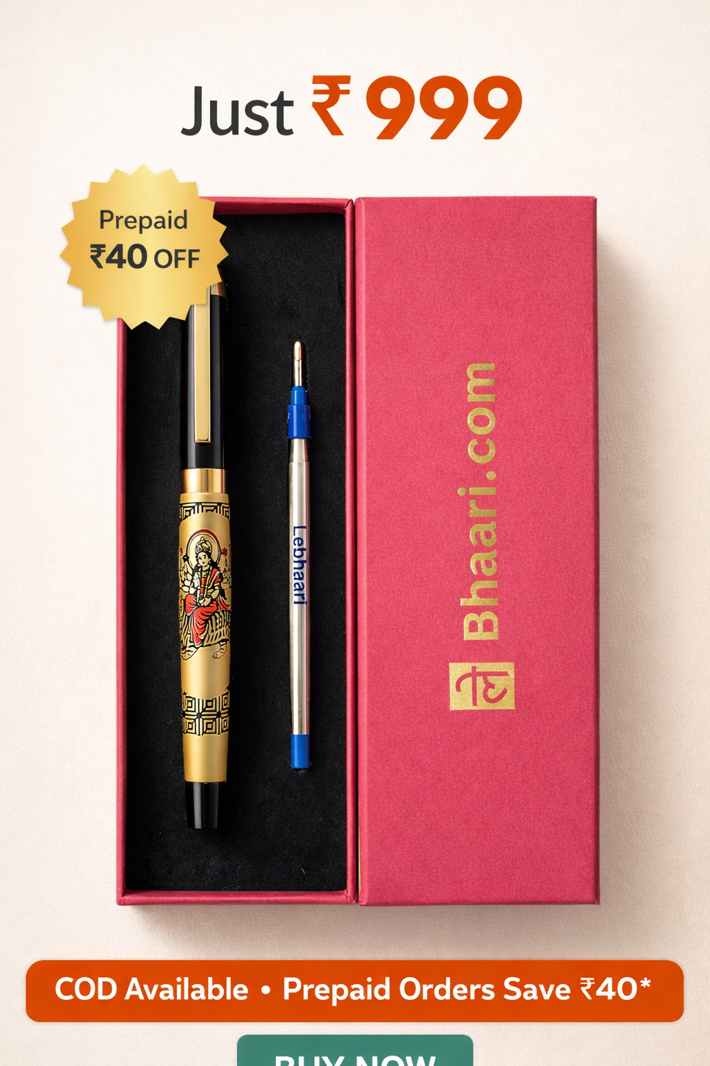 Maa Durga Blessing Premium Pen โ Spiritual Gift Golden Pen