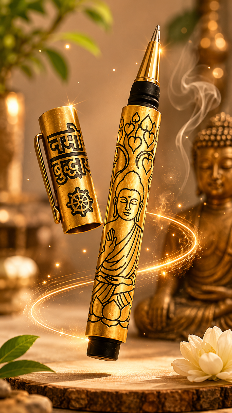 Namo Buddha – Premium Engraved Brass Pen