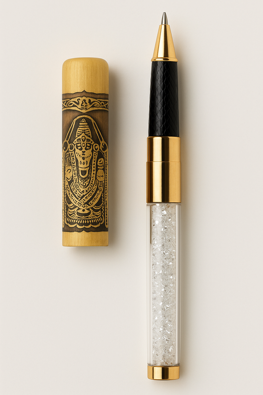 Tirupati Divine Signature Pen – Premium Balaji Engraved Crystal Pen
