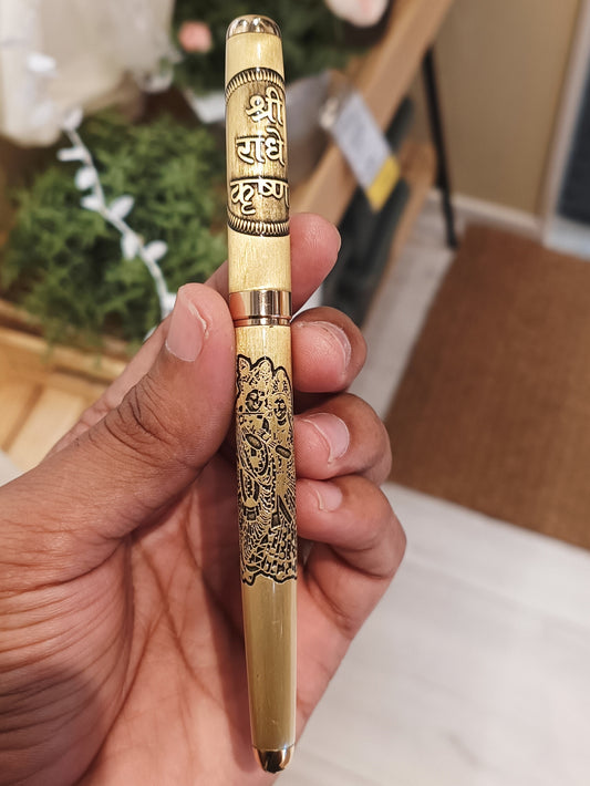 Radha Krishna golden pen
