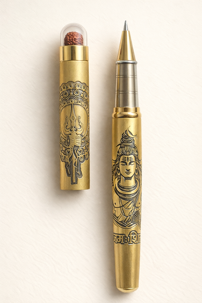 Mahadev Shiv Golden Pen – Rudraksha Edition
