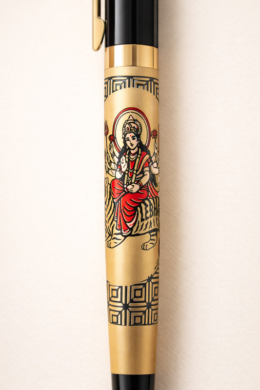 Maa Durga Blessing Premium Pen – Spiritual Gift Golden Pen