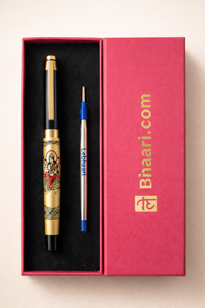 Maa Durga Blessing Premium Pen – Spiritual Gift Golden Pen