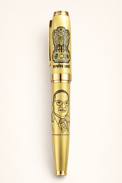 Dr. B.R. Ambedkar Golden Pen with Satyamev Jayate | Premium Engraved Ball Pen