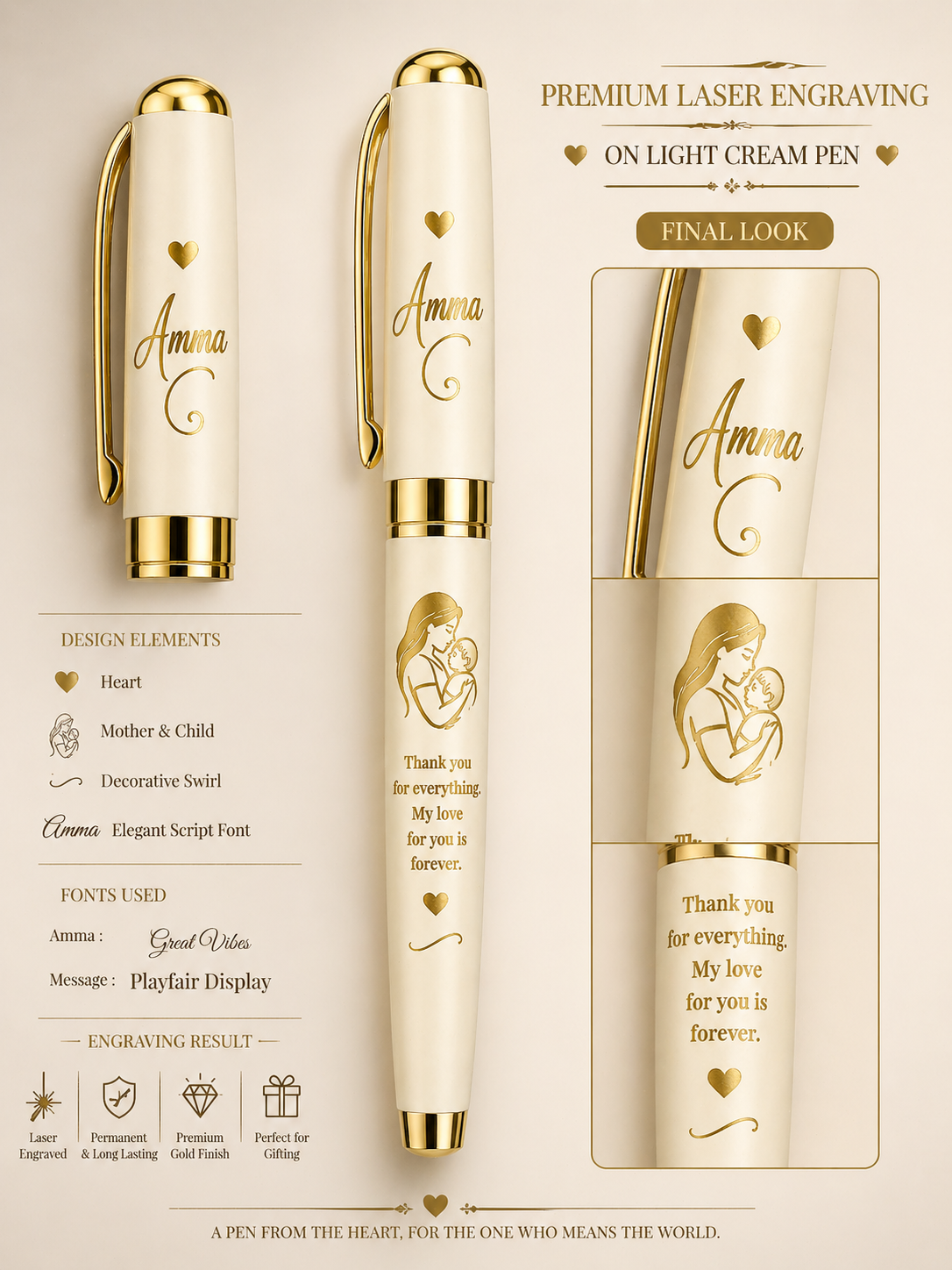 Amma Love Engraved Premium Pen