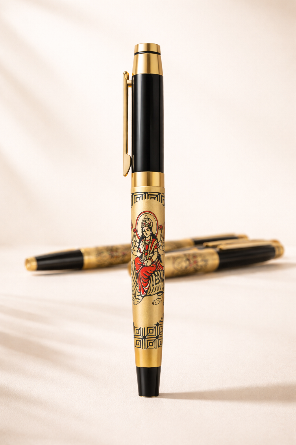 Maa Durga Blessing Premium Pen – Spiritual Gift Golden Pen