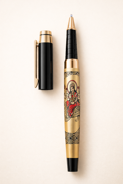 Maa Durga Blessing Premium Pen – Spiritual Gift Golden Pen